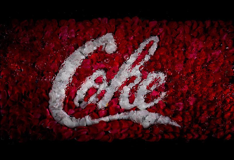 using flower petals to recreate corporate and religious brand iconography