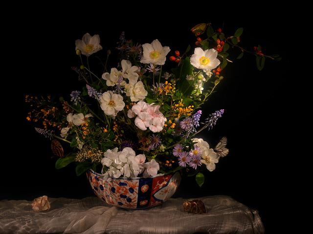 using the genre of vanitas to send a message for the environment flowers underwater